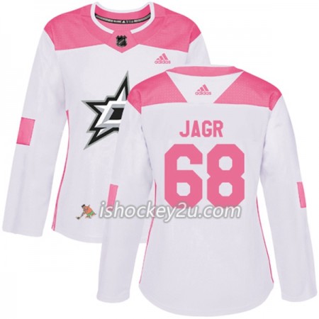 Dame NHL Dallas Stars Trøje Jaromir Jagr 68 Adidas 2017-2018 Hvid Lyserød Fashion Authentic